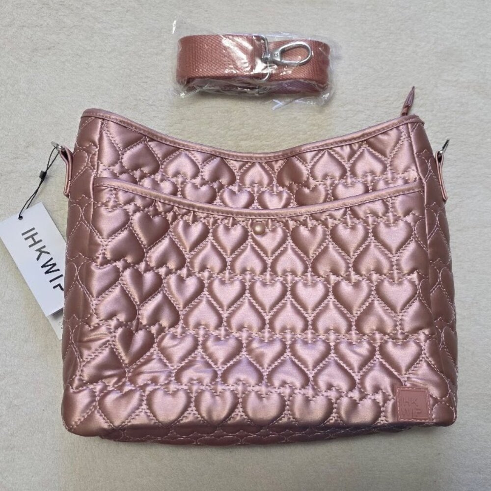 IHKWIP More Love Heart Quilted Messenger Crossbody NWT